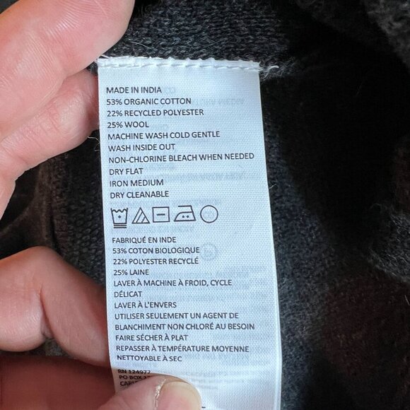 prAna South Rock Sweater Midi Length Dress Size LARGE in Charcoal Intarsia Wool - Picture 8 of 10